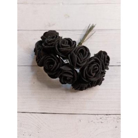 Розочки из фоамирана в пучках 2,5 см, цв. черный,  цена за пучок